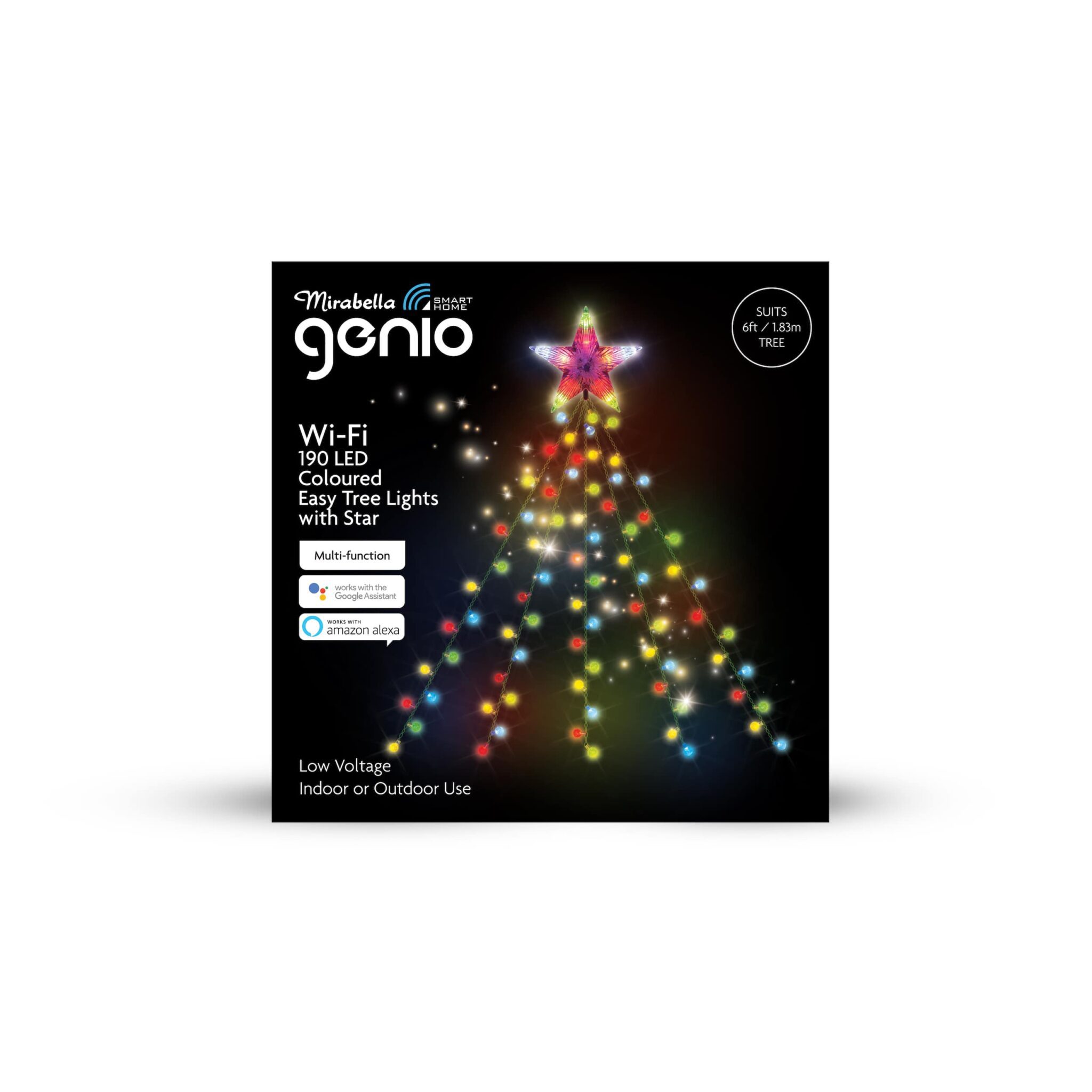 Mirabella Genio Wi-Fi 1.8M 190 LED Coloured Easy Tree Lights With Star