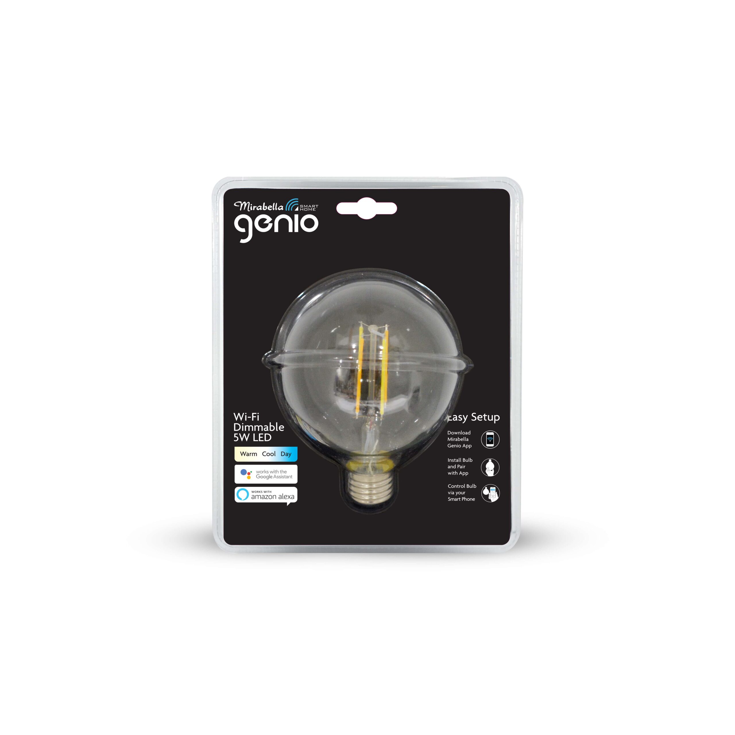 Mirabella Genio Wi-Fi Dimmable 5W G95 ES CCT Filament LED Bulb
